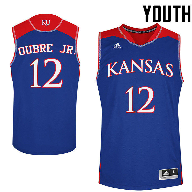 Youth Kansas Jayhawks #12 Kelly Oubre Jr. College Basketball Jerseys-Royals
